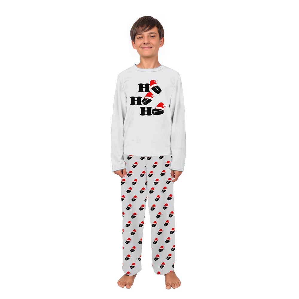 Ho Ho Ho Hockey Christmas Pajamas Family And Dog Set
