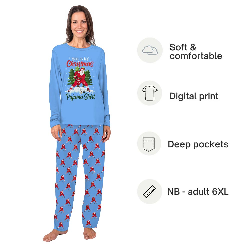 Santa Playing Hockey Pjs For The Family And Dog Santa Playing Hockey Pjs For The Family And Dog
