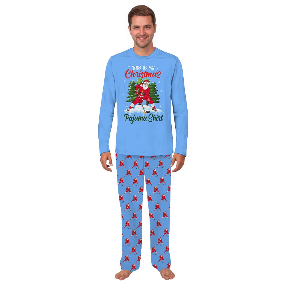 Santa Playing Hockey Pjs For The Family And Dog Santa Playing Hockey Pjs For The Family And Dog