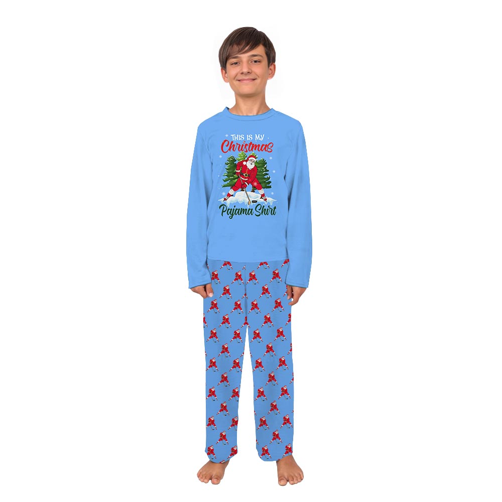 Santa Playing Hockey Pjs For The Family And Dog Santa Playing Hockey Pjs For The Family And Dog