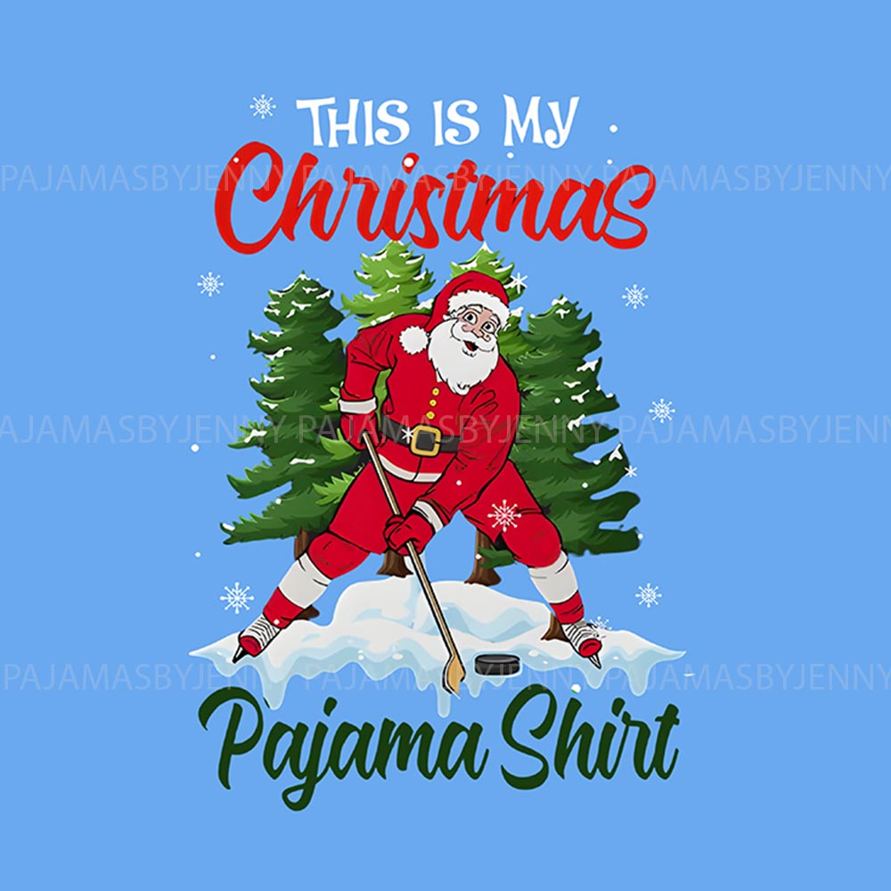 Santa Playing Hockey Pjs For The Family And Dog Santa Playing Hockey Pjs For The Family And Dog
