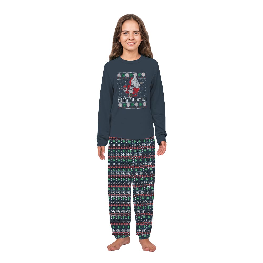 Merry Pitchmas Baseball Matching People And Dog Pajama Set Merry Pitchmas Baseball Matching People And Dog Pajama Set