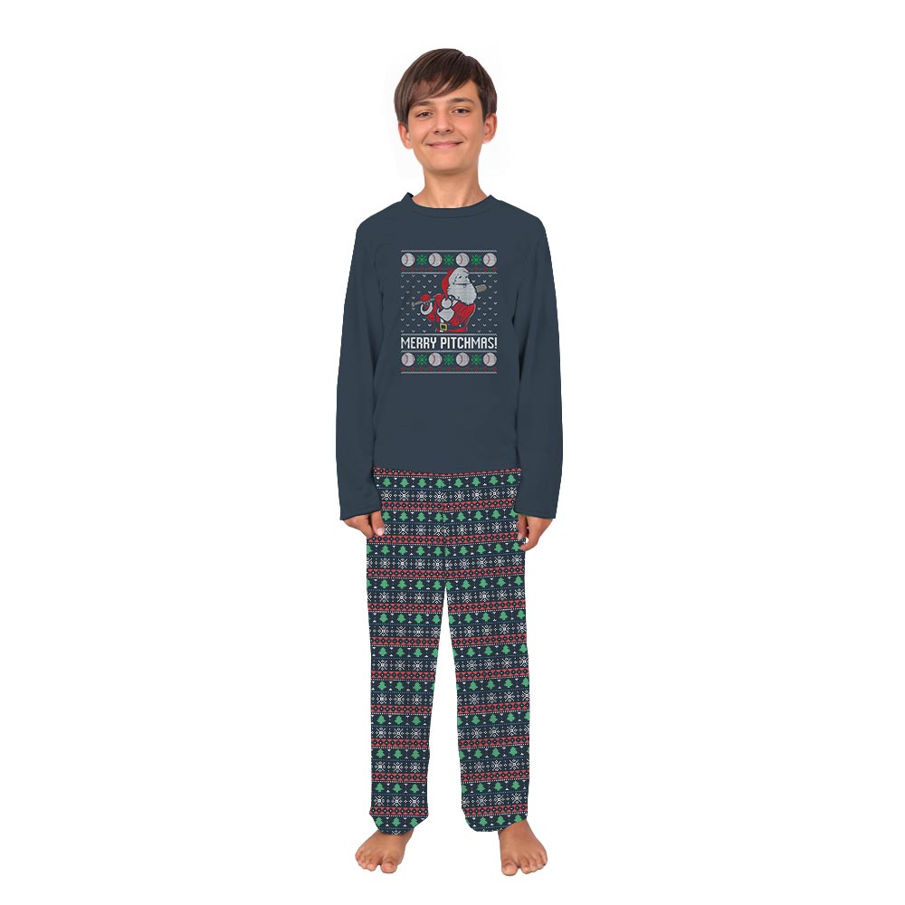 Merry Pitchmas Baseball Matching People And Dog Pajama Set Merry Pitchmas Baseball Matching People And Dog Pajama Set