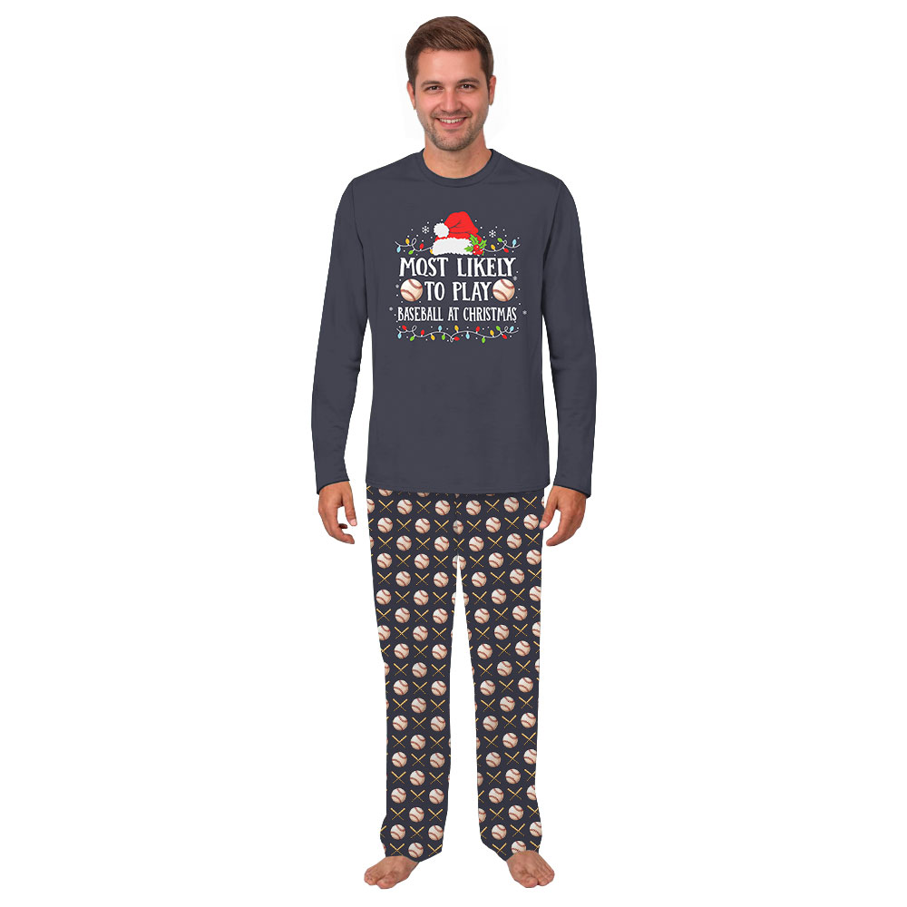 Funny Most Likely To Play Baseball At Christmas Family Pajamas Funny Most Likely To Play Baseball At Christmas Family Pajamas