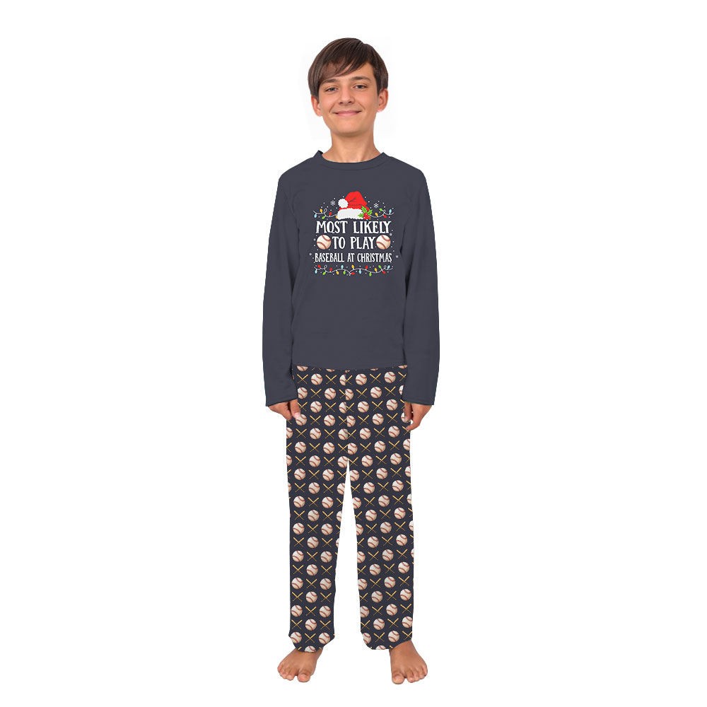 Funny Most Likely To Play Baseball At Christmas Family Pajamas Funny Most Likely To Play Baseball At Christmas Family Pajamas
