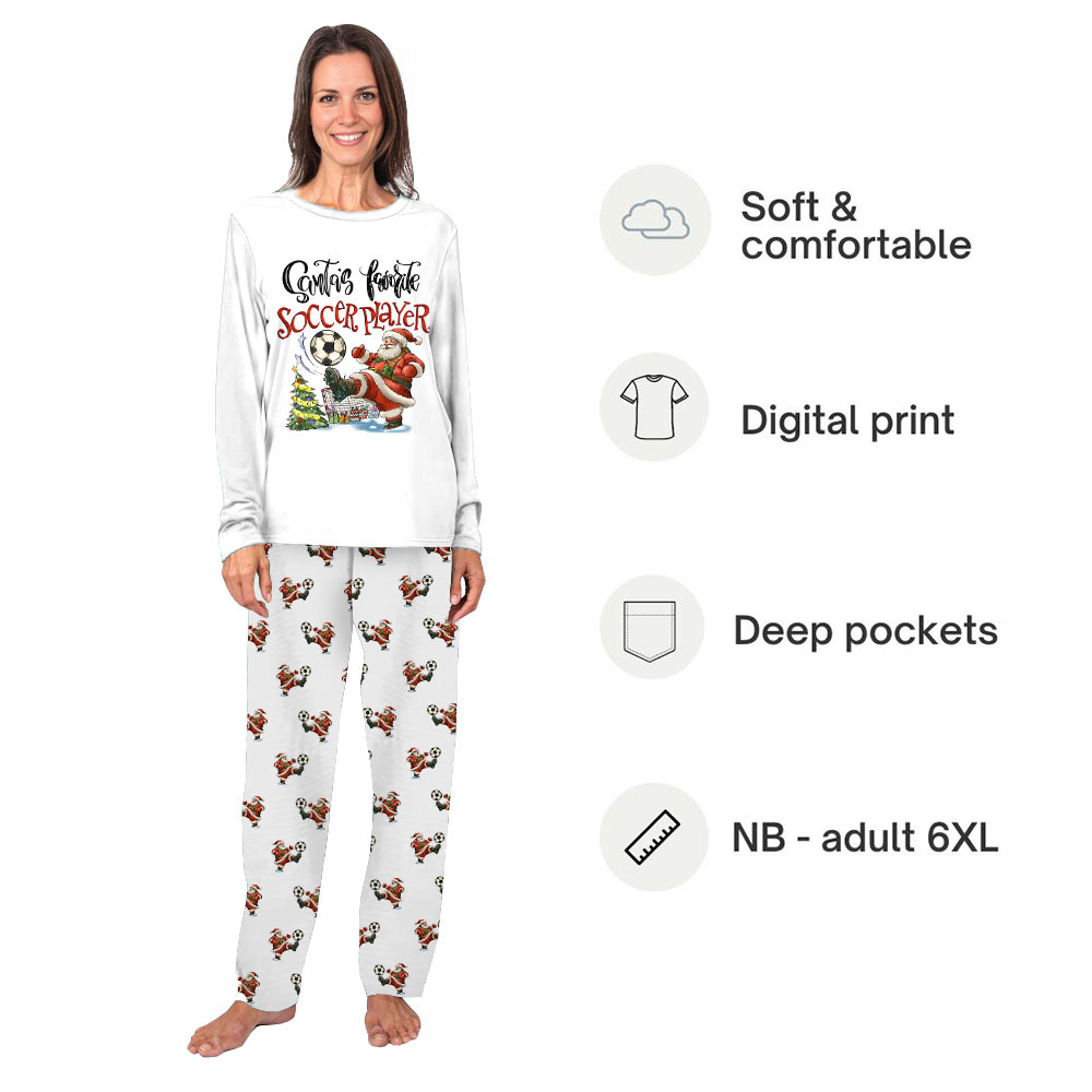 Santa Kicking Soccer in Family Pajama Sets For Christmas Santa Kicking Soccer in Family Pajama Sets For Christmas