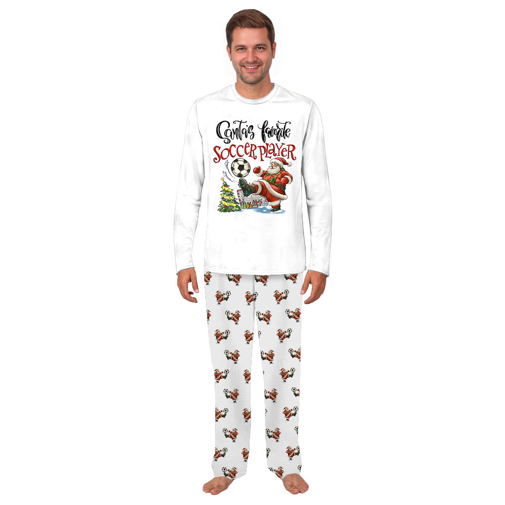 Santa Kicking Soccer in Family Pajama Sets For Christmas Santa Kicking Soccer in Family Pajama Sets For Christmas