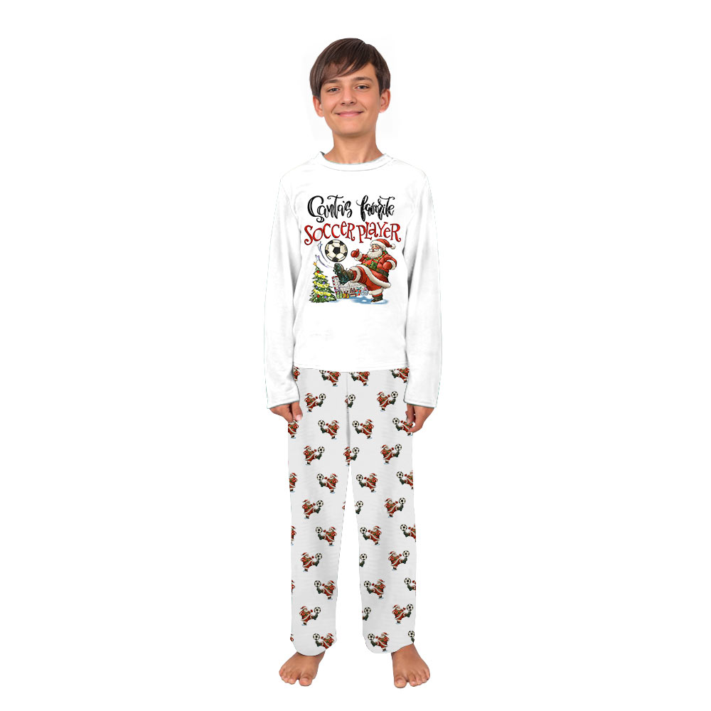 Santa Kicking Soccer in Family Pajama Sets For Christmas Santa Kicking Soccer in Family Pajama Sets For Christmas