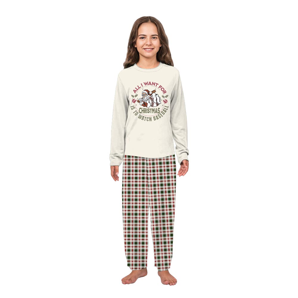 Santa Baseball Fun Matching Family Christmas Pajamas Santa Baseball Fun Matching Family Christmas Pajamas
