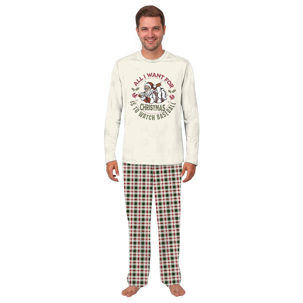 Santa Baseball Fun Matching Family Christmas Pajamas Santa Baseball Fun Matching Family Christmas Pajamas