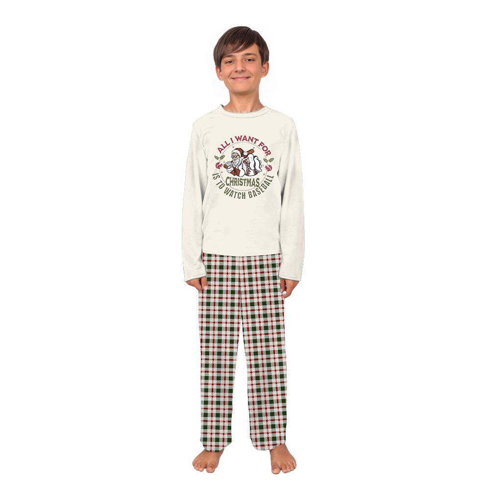 Santa Baseball Fun Matching Family Christmas Pajamas Santa Baseball Fun Matching Family Christmas Pajamas
