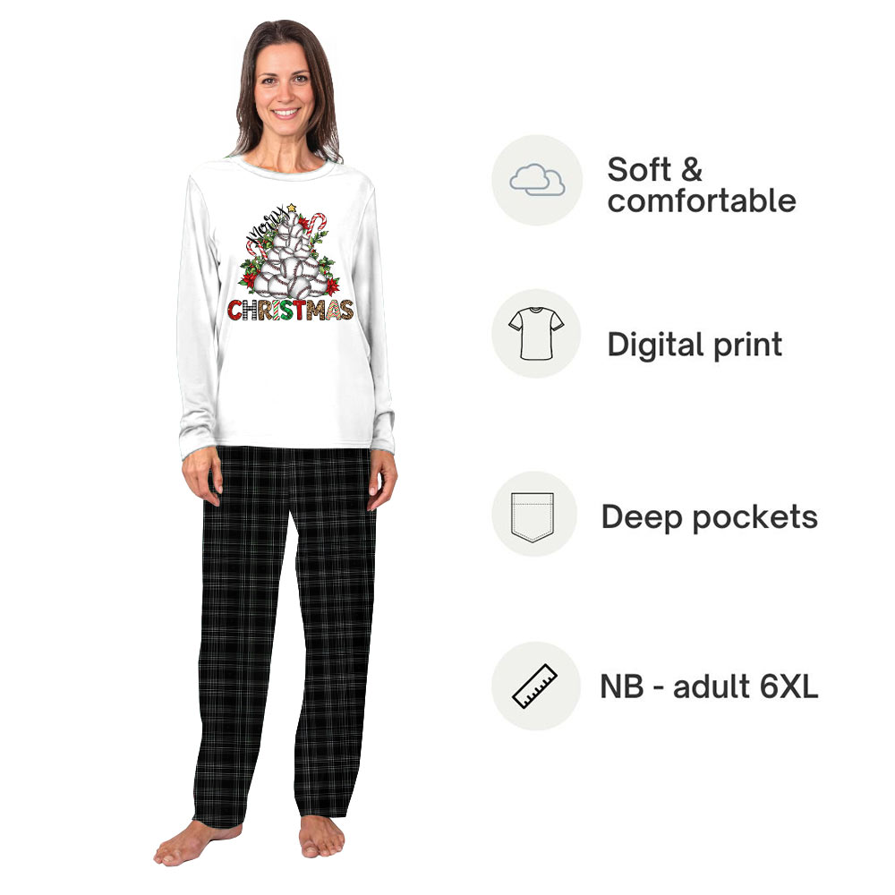 Cheerful Baseball Xmas Tree Themed Matching Family Christmas Jammies Cheerful Baseball Xmas Tree Themed Matching Family Christmas Jammies