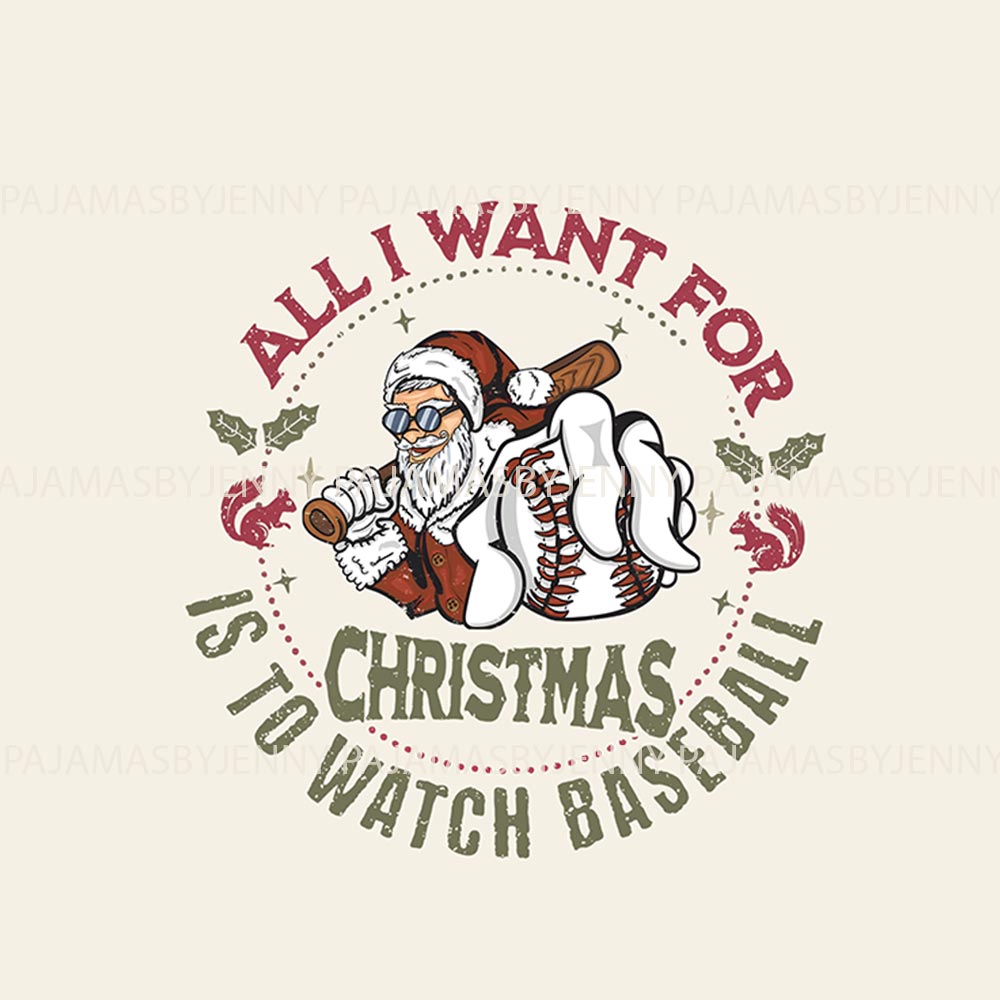 Santa Baseball Fun Matching Family Christmas Pajamas Santa Baseball Fun Matching Family Christmas Pajamas