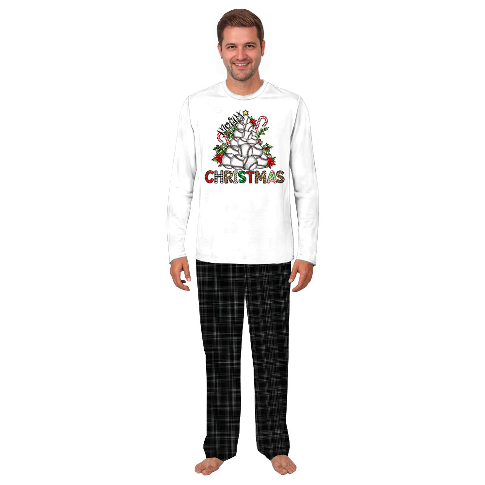 Cheerful Baseball Xmas Tree Themed Matching Family Christmas Jammies Cheerful Baseball Xmas Tree Themed Matching Family Christmas Jammies
