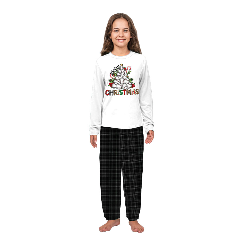 Cheerful Baseball Xmas Tree Themed Matching Family Christmas Jammies Cheerful Baseball Xmas Tree Themed Matching Family Christmas Jammies