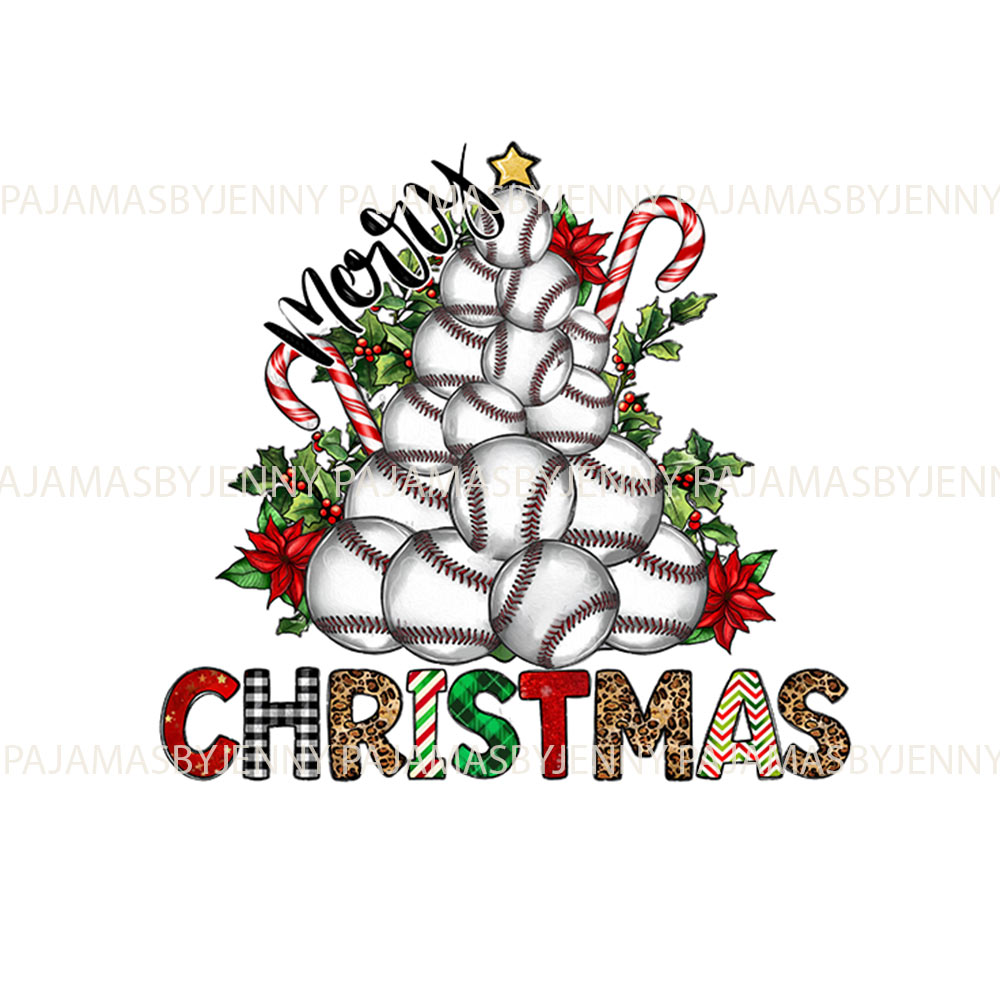 Cheerful Baseball Xmas Tree Themed Matching Family Christmas Jammies Cheerful Baseball Xmas Tree Themed Matching Family Christmas Jammies