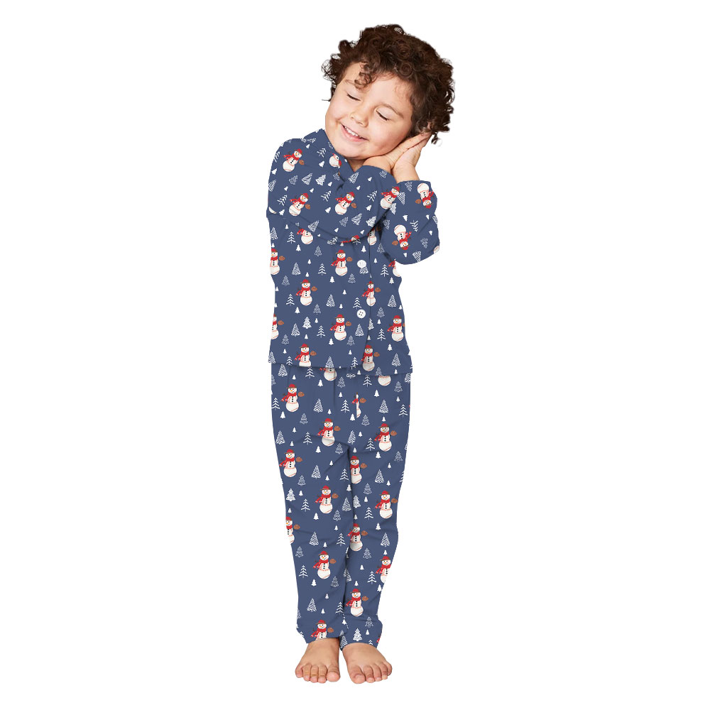 Unique Baseball Crew Family Christmas PJs Button-Up Style