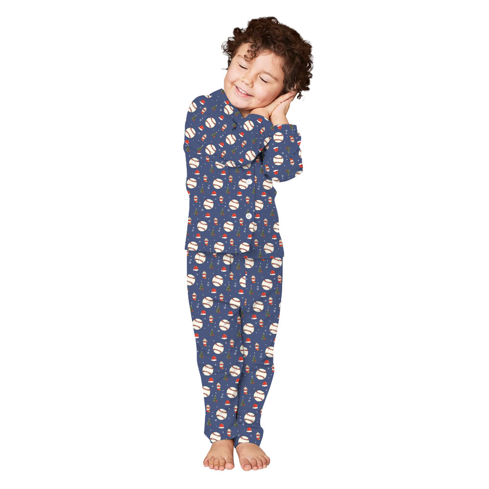 Unisex Matching Family Baseball Christmas Pajama Sets Blue Unisex Matching Family Baseball Christmas Pajama Sets Blue