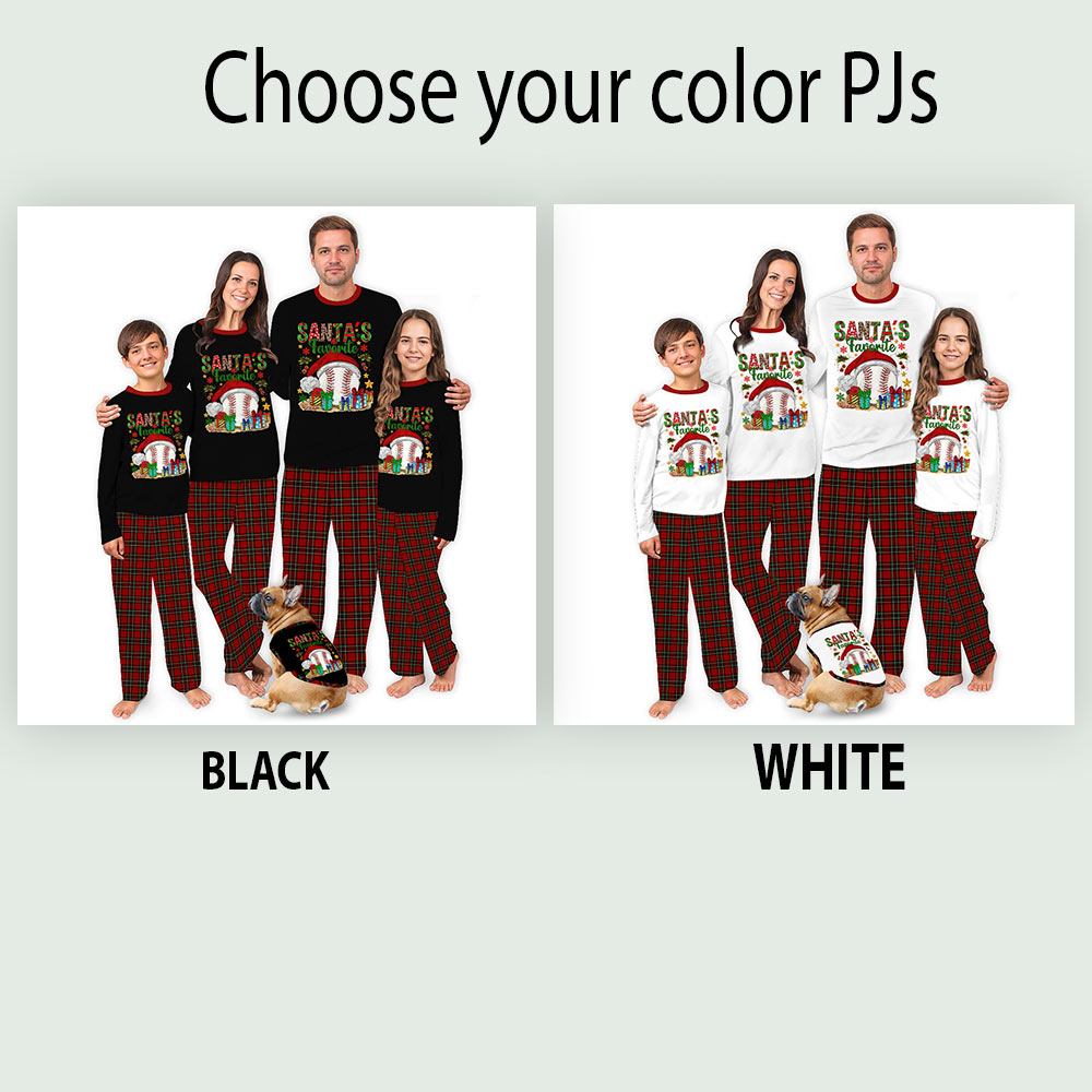 Matching Pj Family Christmas with Santa's Favorite Baseball Design