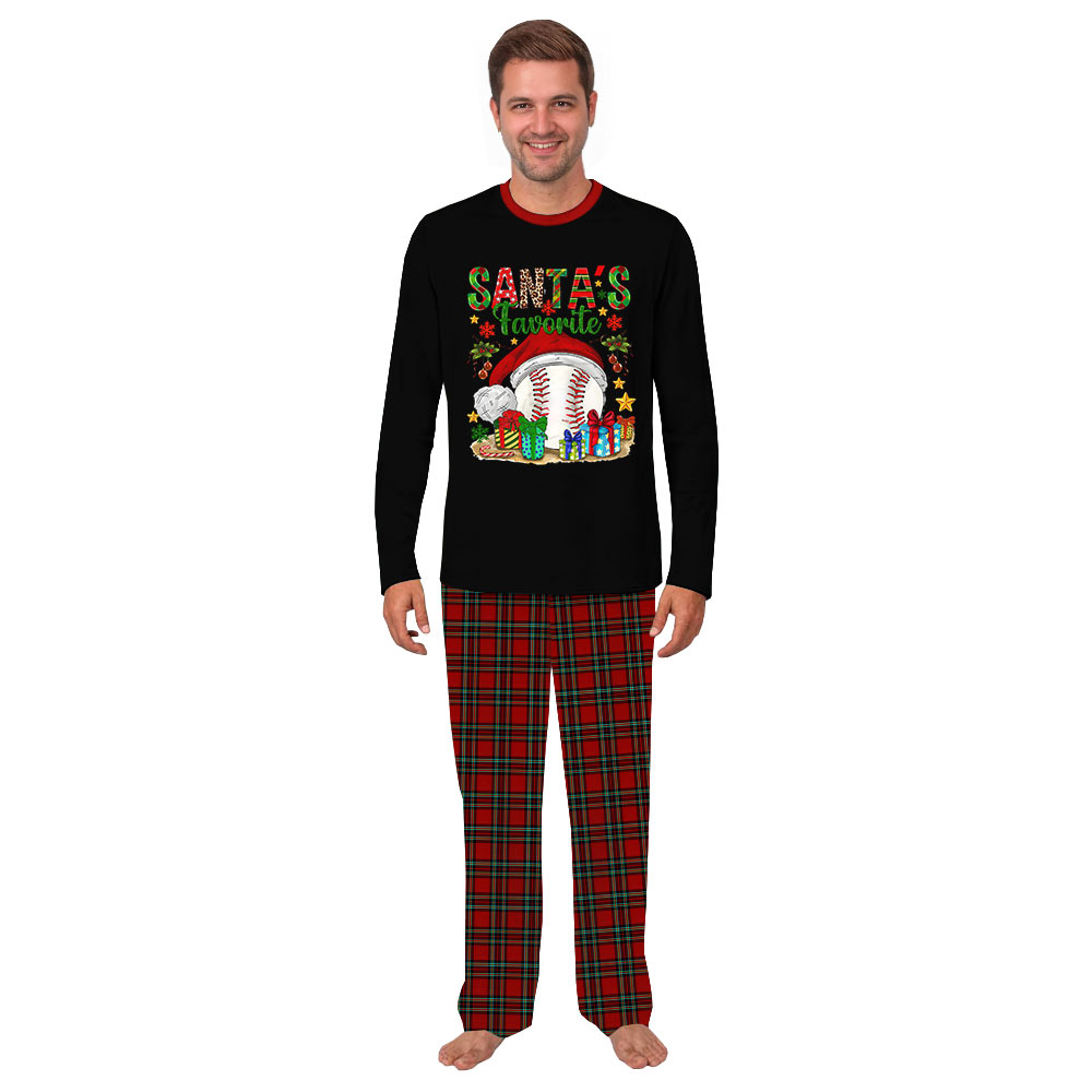 Matching Pj Family Christmas with Santa's Favorite Baseball Design
