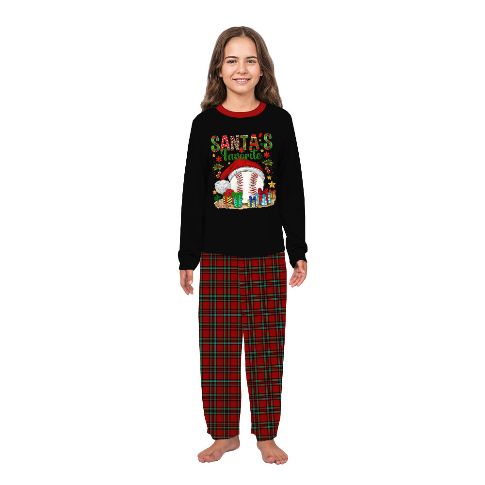 Matching Pj Family Christmas with Santa's Favorite Baseball Design