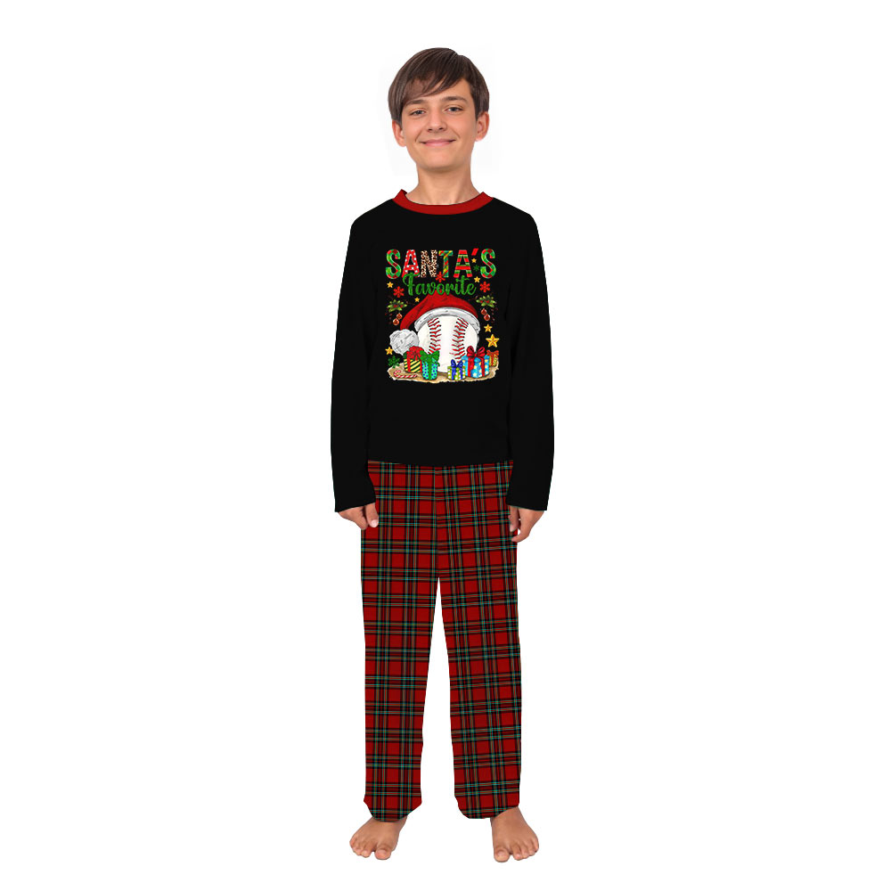 Matching Pj Family Christmas with Santa's Favorite Baseball Design