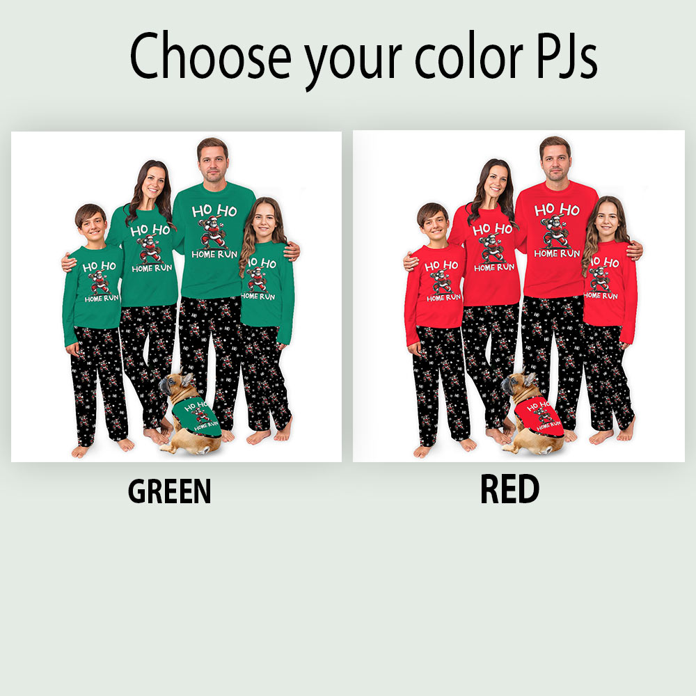 Family Set Pajamas For Christmas Featuring Santa Claus Playing Baseball