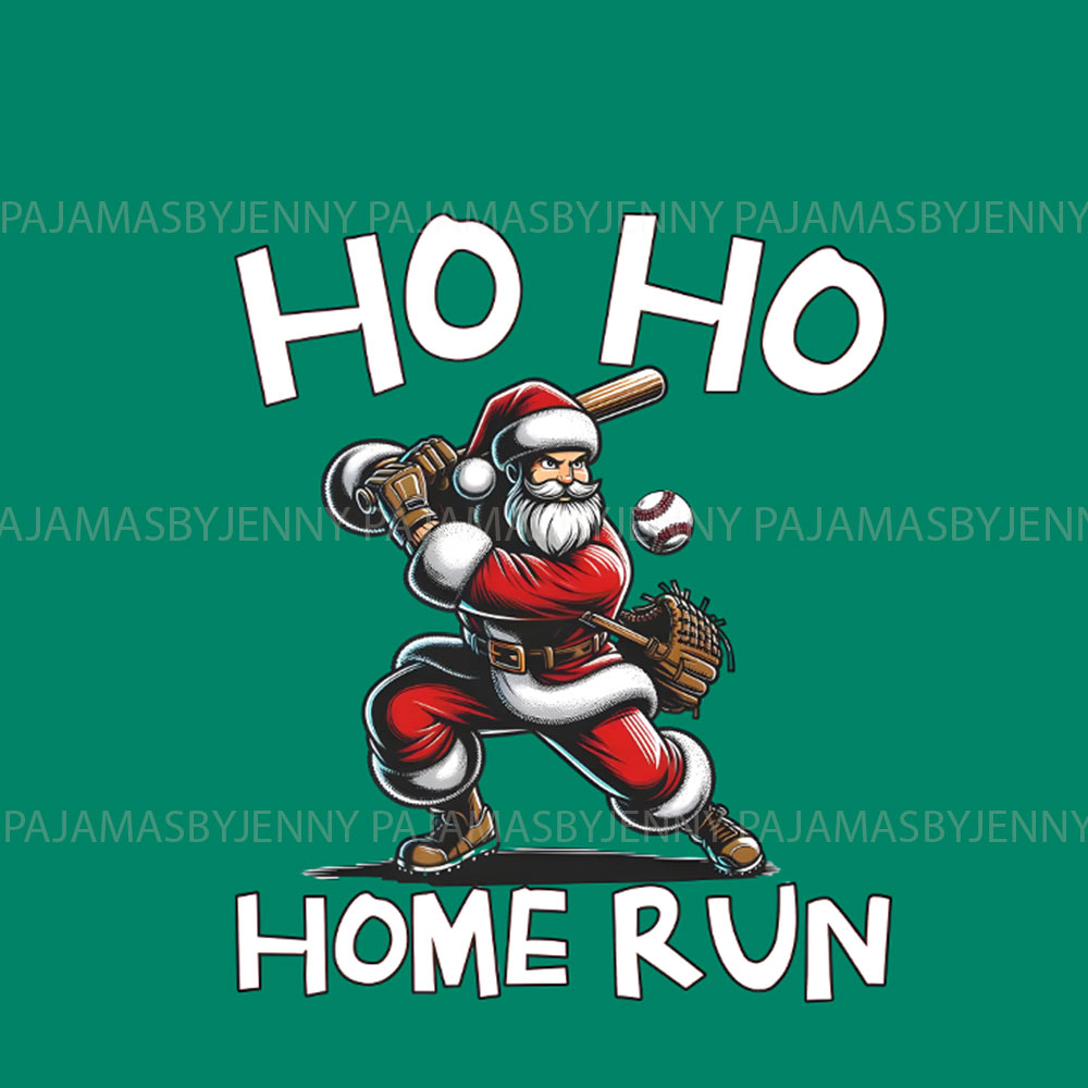 Family Set Pajamas For Christmas Featuring Santa Claus Playing Baseball
