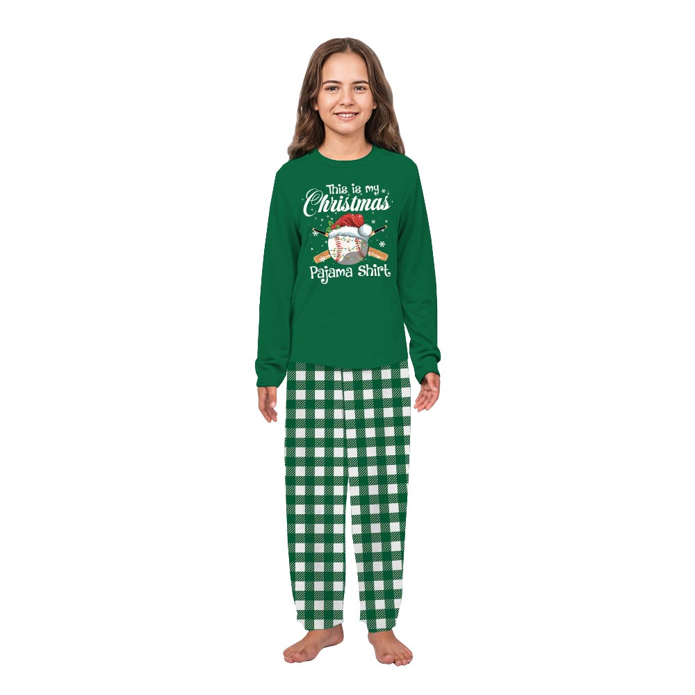 Green Baseball Christmas Matching Family Xmas Pajamas Green Baseball Christmas Matching Family Xmas Pajamas