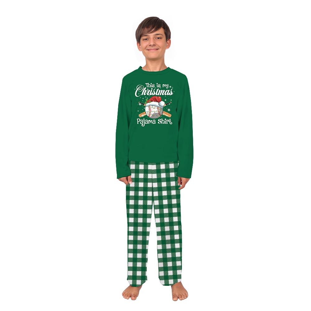 Green Baseball Christmas Matching Family Xmas Pajamas Green Baseball Christmas Matching Family Xmas Pajamas
