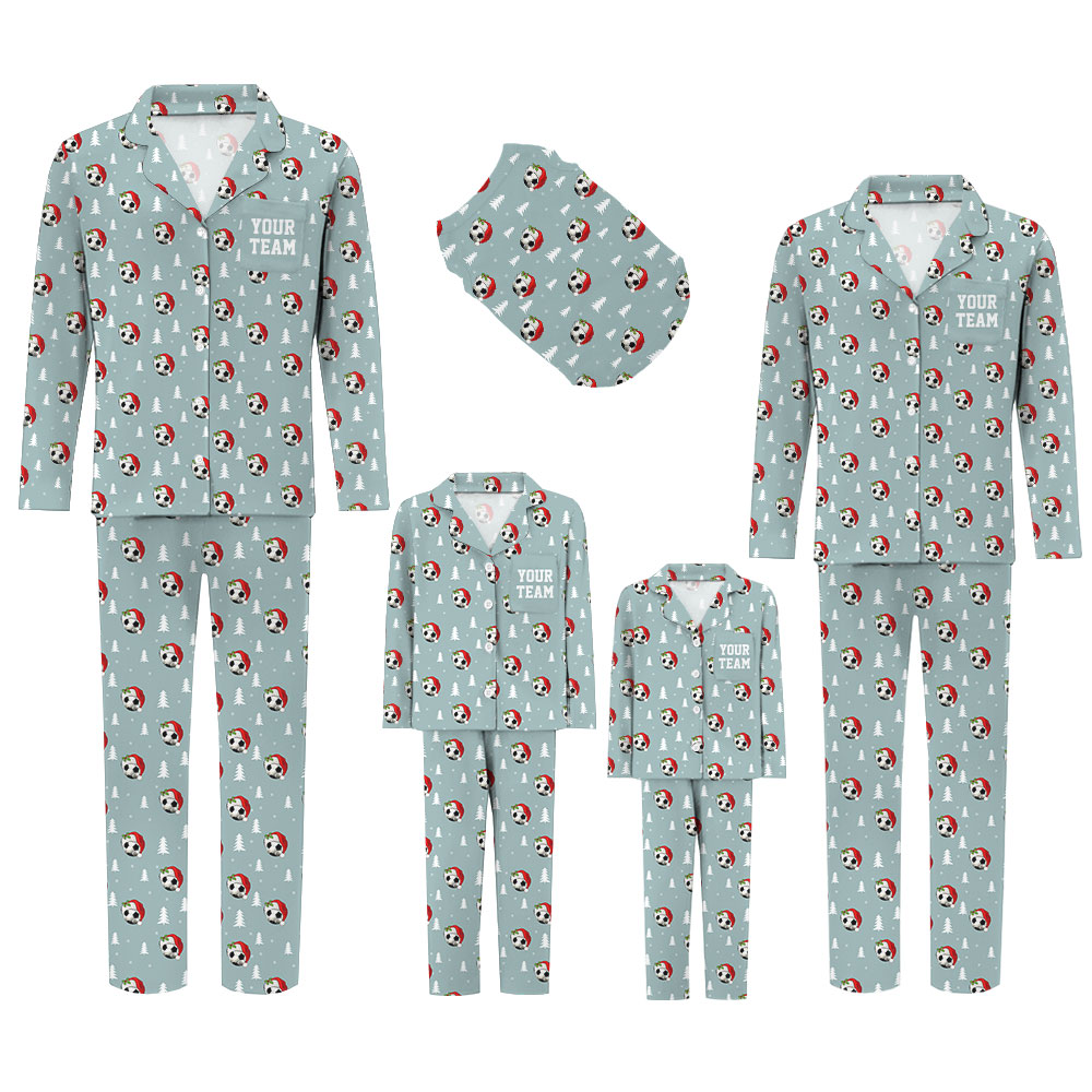 Festive Soccer Ball Christmas Pajamas Shirt And Pants Festive Soccer Ball Christmas Pajamas Shirt And Pants