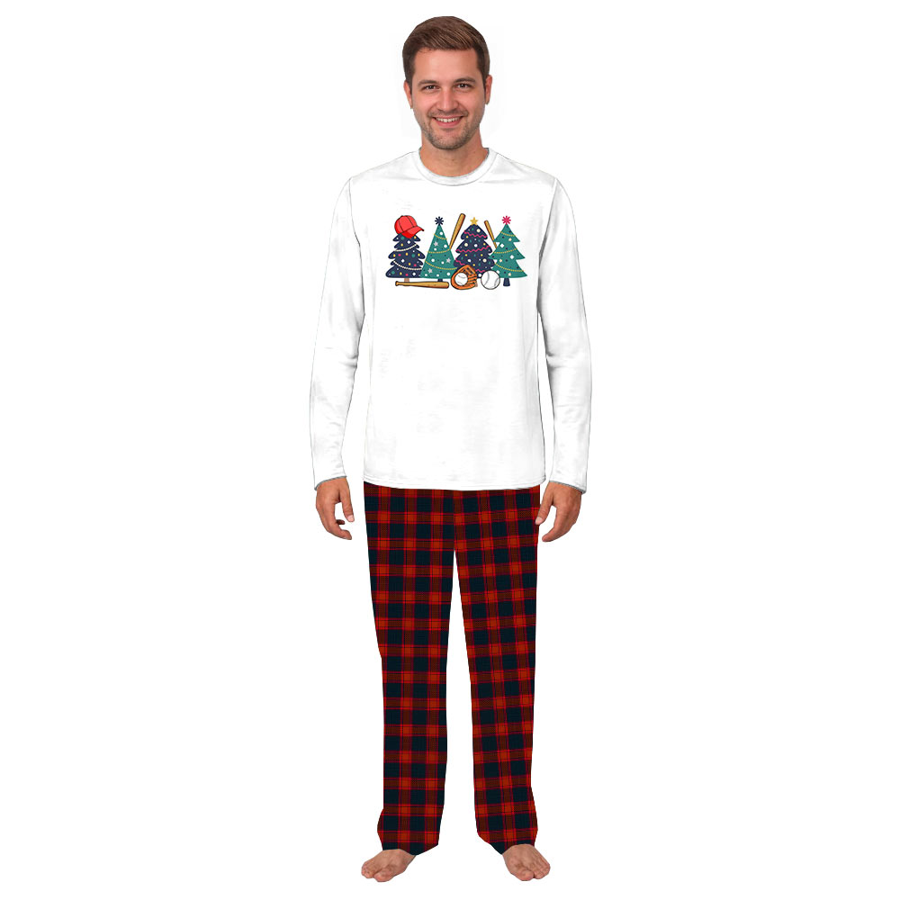 Baseball and Festive Tree Family Pajama Sets for Christmas