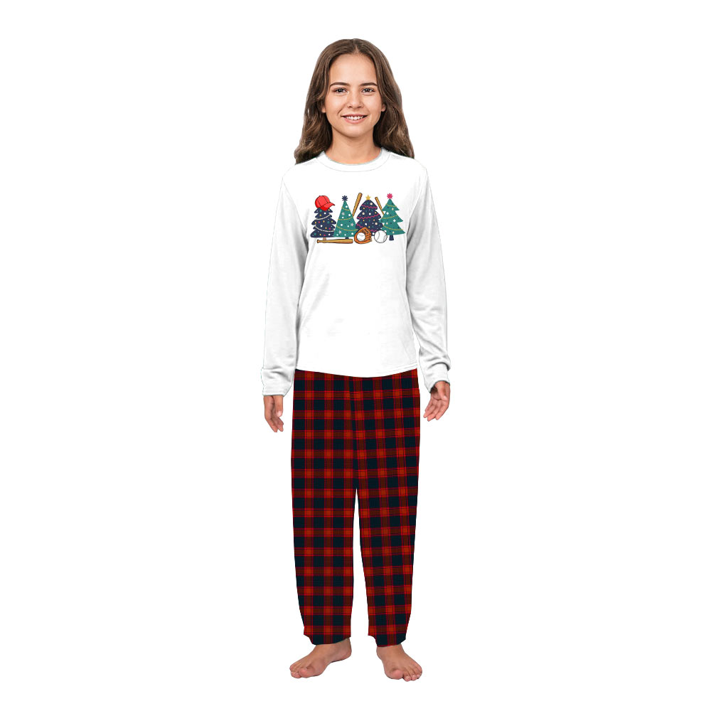 Baseball and Festive Tree Family Pajama Sets for Christmas