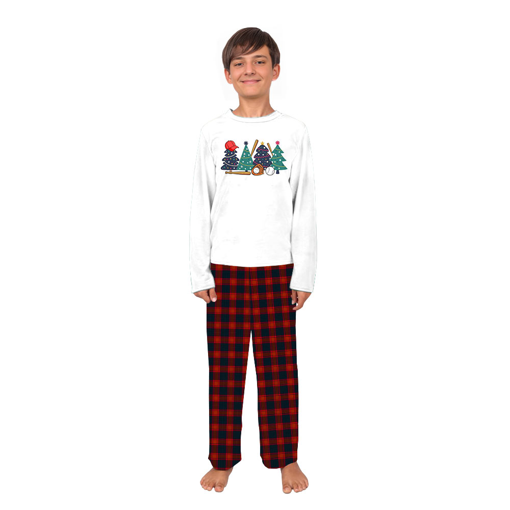 Baseball and Festive Tree Family Pajama Sets for Christmas