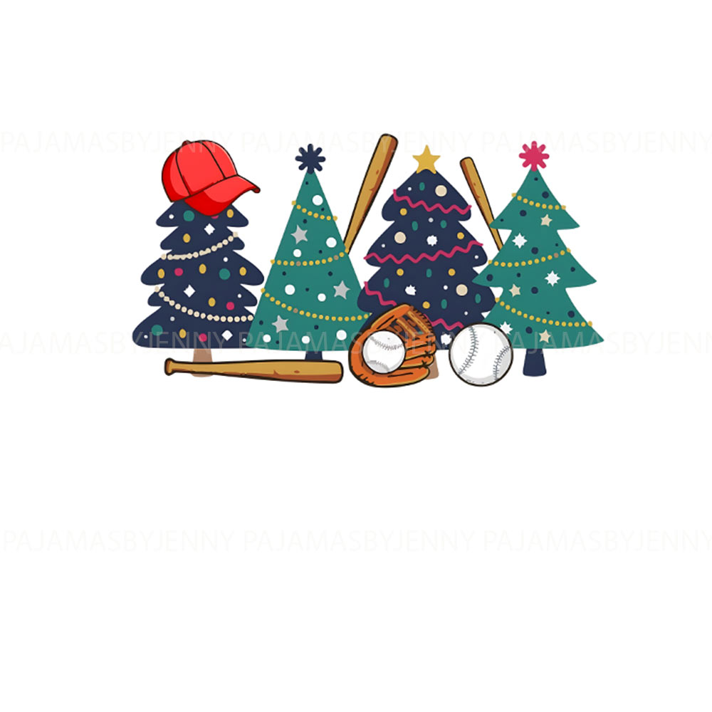 Baseball and Festive Tree Family Pajama Sets for Christmas