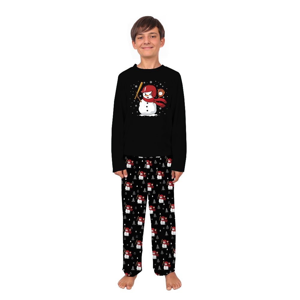 Baseball Snowman Player Family Christmas Jammies