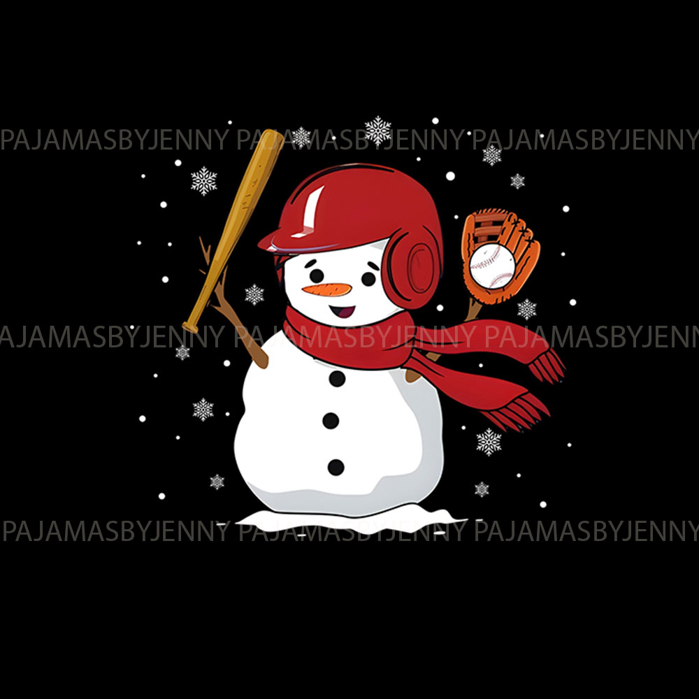 Baseball Snowman Player Family Christmas Jammies