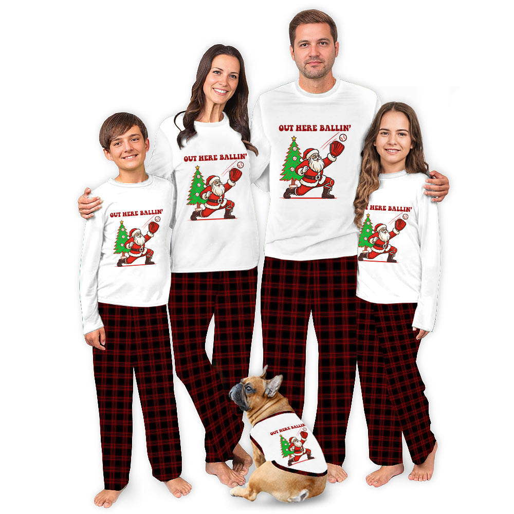 Christmas Pajamas For The Whole Family with Santa Baseball Design Christmas Pajamas For The Whole Family with Santa Baseball Design