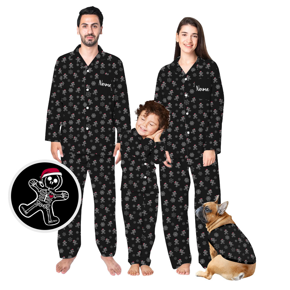 Gingerbread Skeleton Black Matching Family Xmas Pajamas Gingerbread Skeleton Black Matching Family Xmas Pajamas