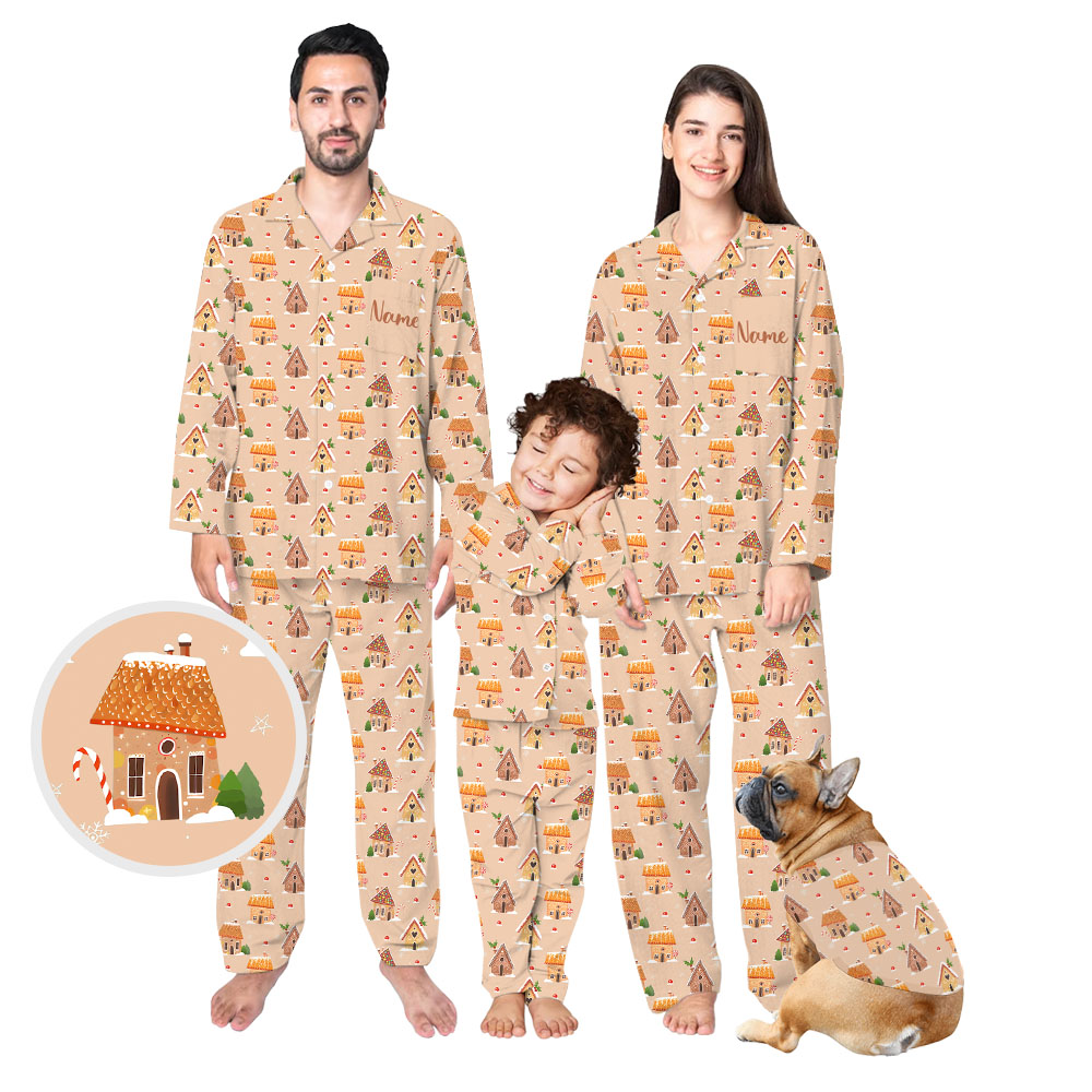 Gingerbread House Notch Collar Christmas Pajamas Gingerbread House Notch Collar Christmas Pajamas
