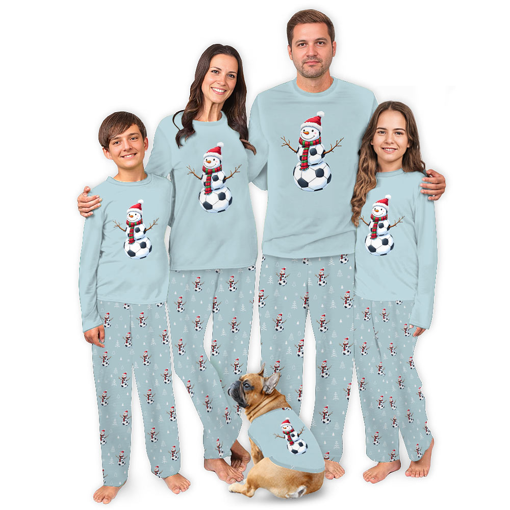 Festive Snowman Soccer Christmas Pajamas for Family and Pets Festive Snowman Soccer Christmas Pajamas for Family and Pets
