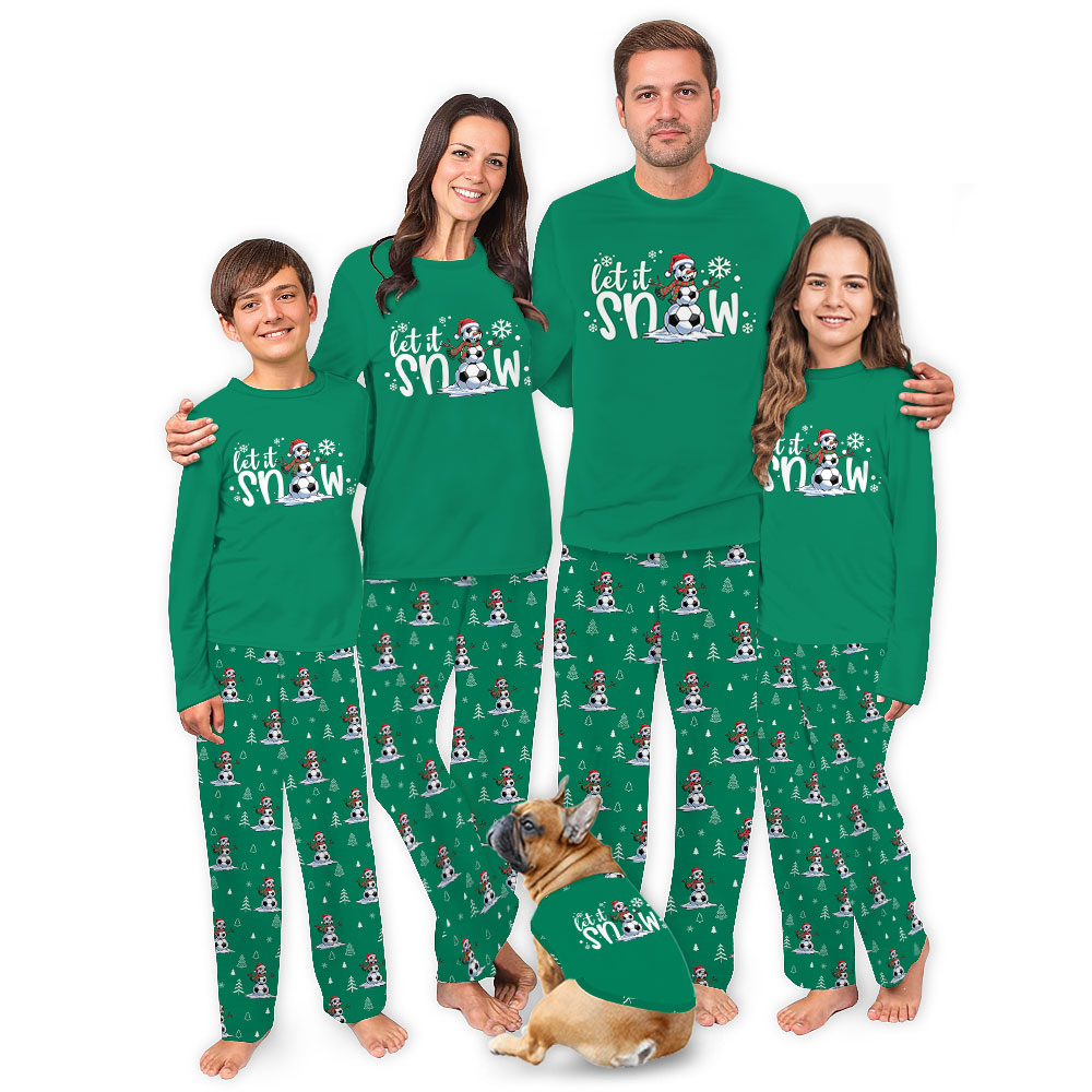 Let It Snow Green Family Christmas PJs With Pockets Let It Snow Green Family Christmas PJs With Pockets