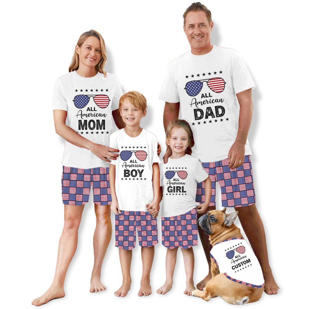 Custom Festive All American Matching Family PJs Fourth Of July Theme Custom Festive All American Matching Family PJs Fourth Of July Theme