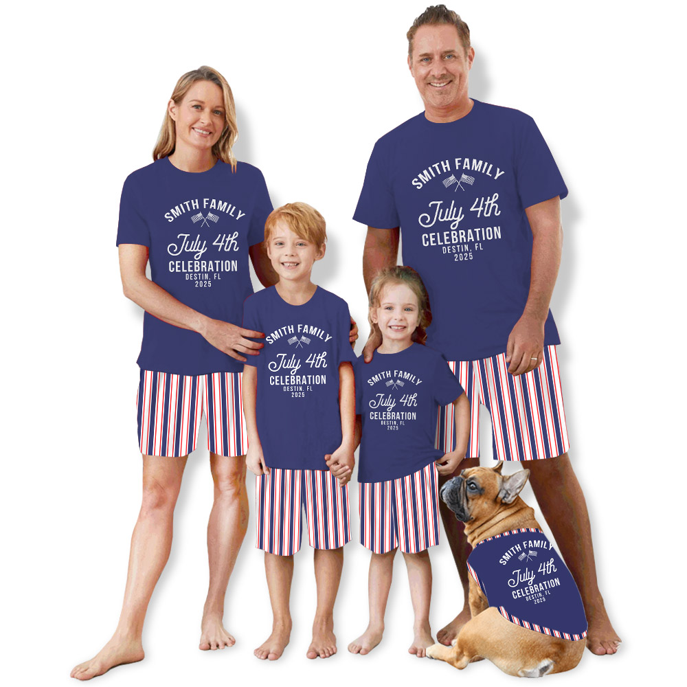 Custom Striped 4th Of July Celebration Pajamas For Family Custom Striped 4th Of July Celebration Pajamas For Family