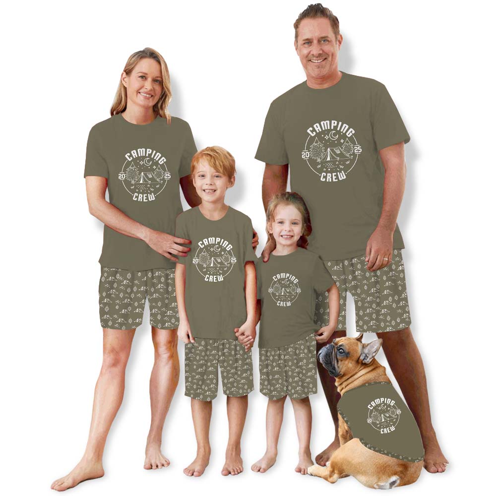 Matching Pajama Short Sets Saying Camping Crew 2025 Matching Pajama Short Sets Saying Camping Crew 2025