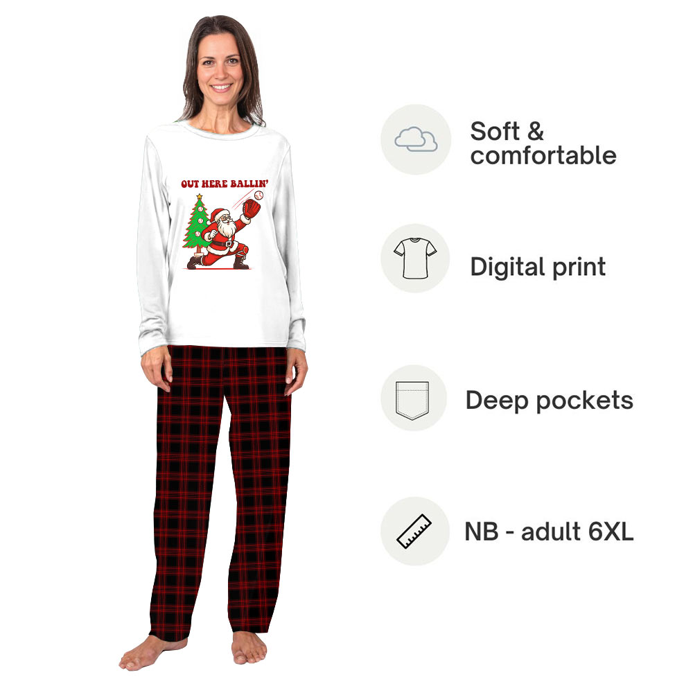 Christmas Pajamas For The Whole Family with Santa Baseball Design Christmas Pajamas For The Whole Family with Santa Baseball Design