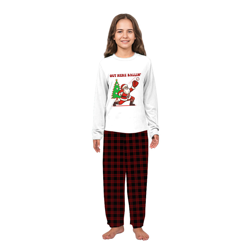 Christmas Pajamas For The Whole Family with Santa Baseball Design Christmas Pajamas For The Whole Family with Santa Baseball Design