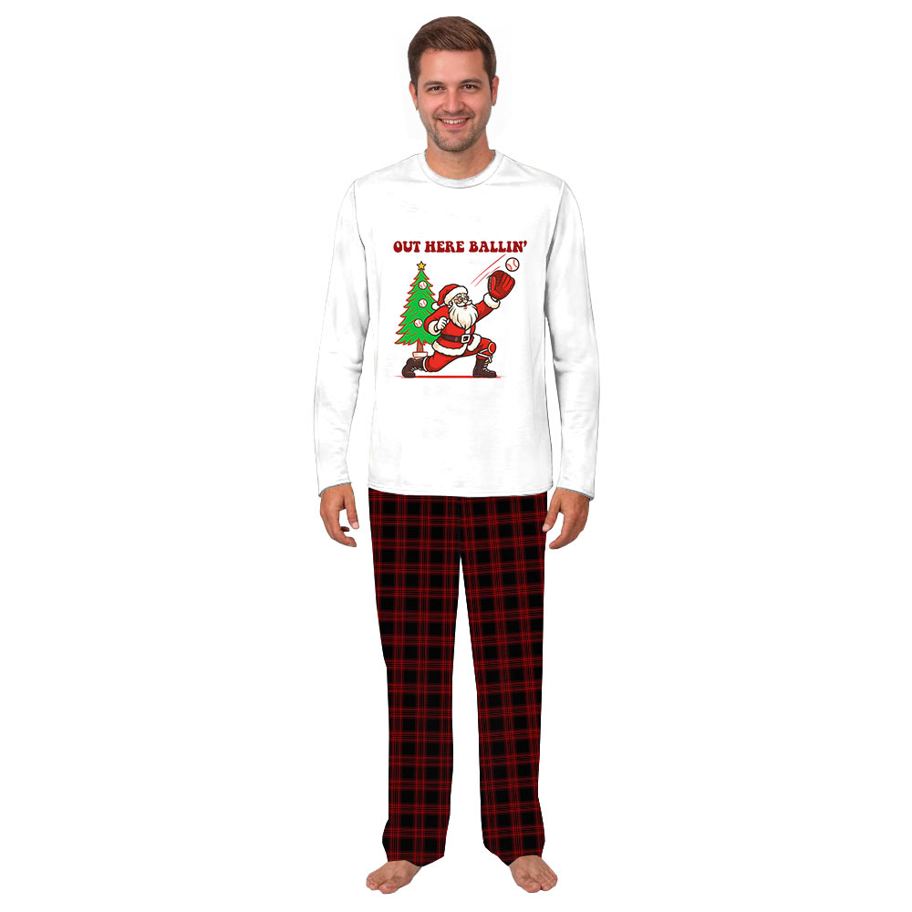 Christmas Pajamas For The Whole Family with Santa Baseball Design Christmas Pajamas For The Whole Family with Santa Baseball Design