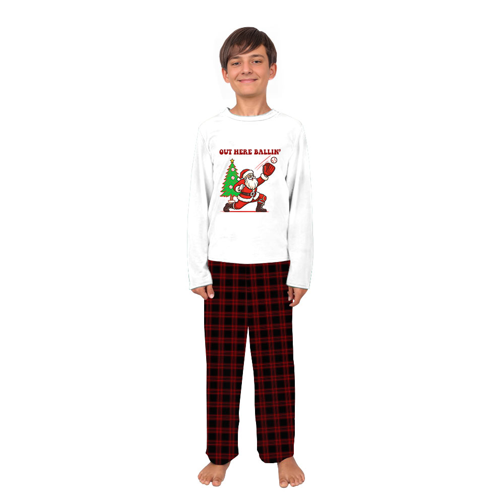Christmas Pajamas For The Whole Family with Santa Baseball Design Christmas Pajamas For The Whole Family with Santa Baseball Design