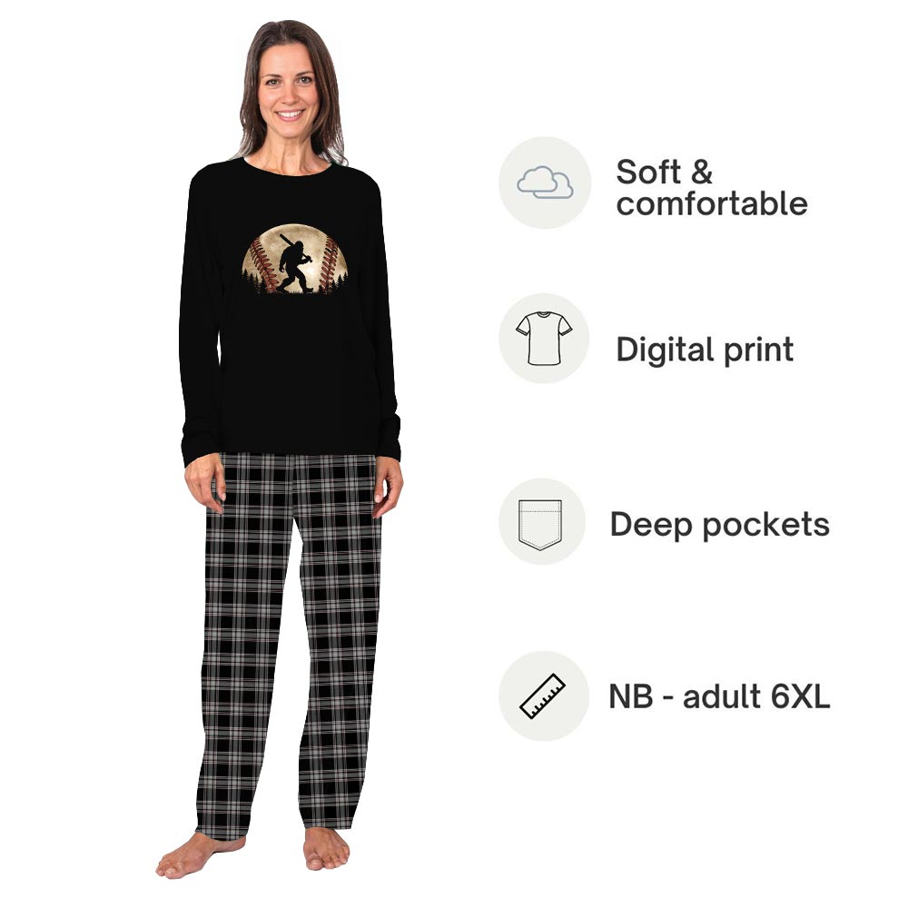 Bigfoot Family Pajamas with Dog Baseball Holiday Fun Bigfoot Family Pajamas with Dog Baseball Holiday Fun
